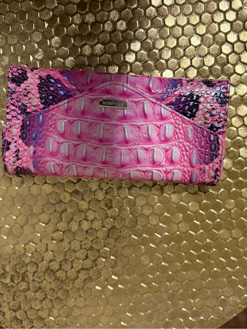 Brahmin Pink Cobra Large Duxbury Embossed Satchel withMatching Veronica Wallet - Picture 8 of 9